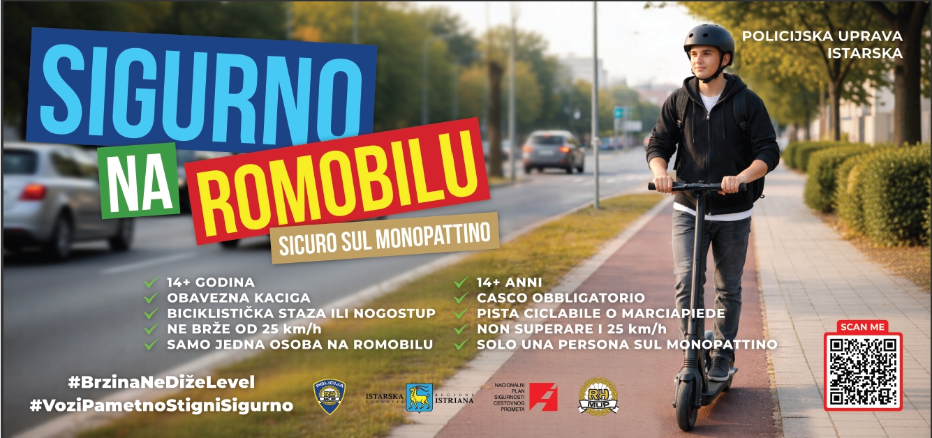 Grad Rovinj-Rovigno uključio se u preventivno-edukativnu kampanju Policijske uprave istarske „Sigurno na romobilu”