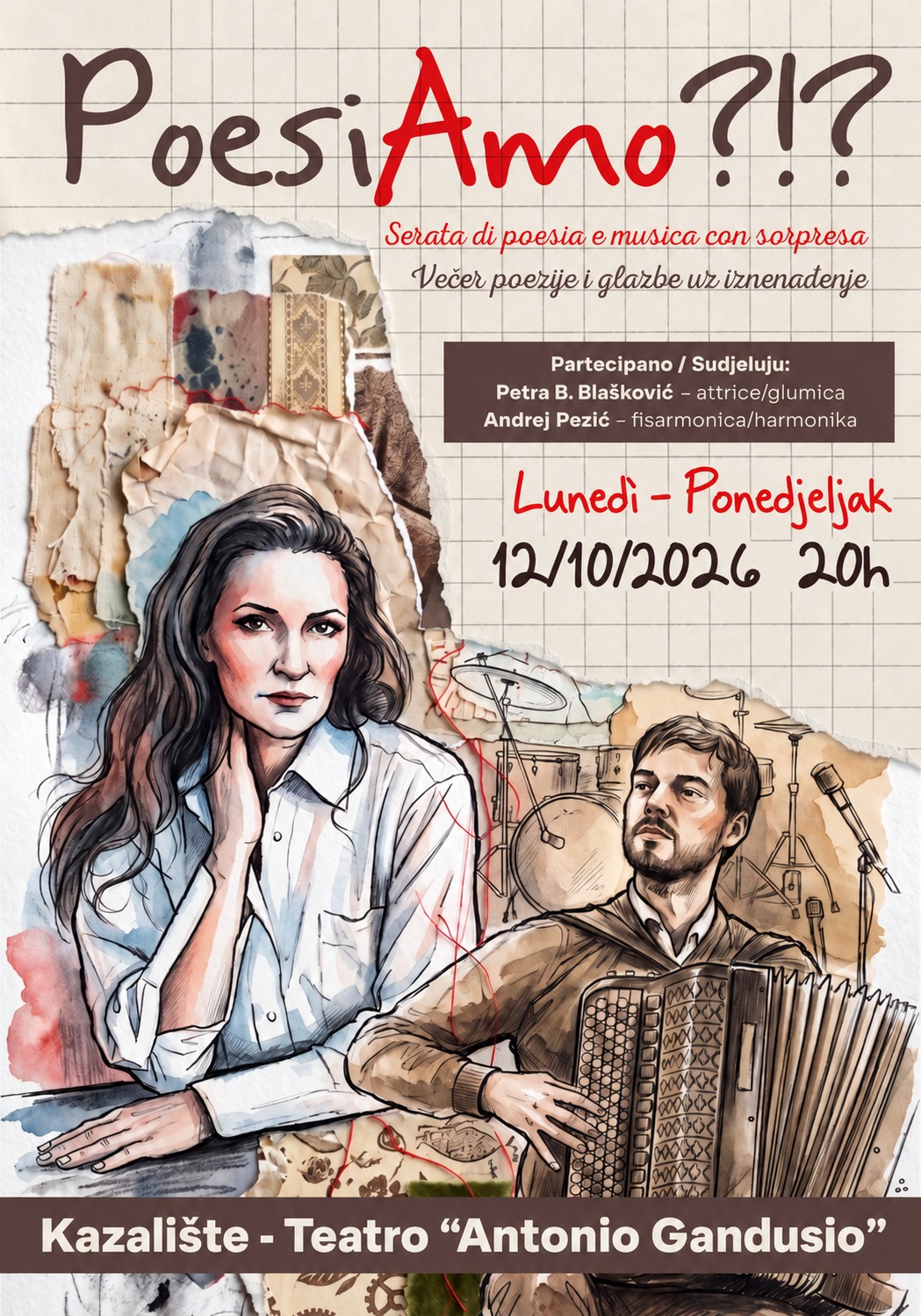 U ponedjeljak u kazalištu Gandusio izvedba „PoesiAmo”, večer poezije i glazbe na talijanskom jeziku